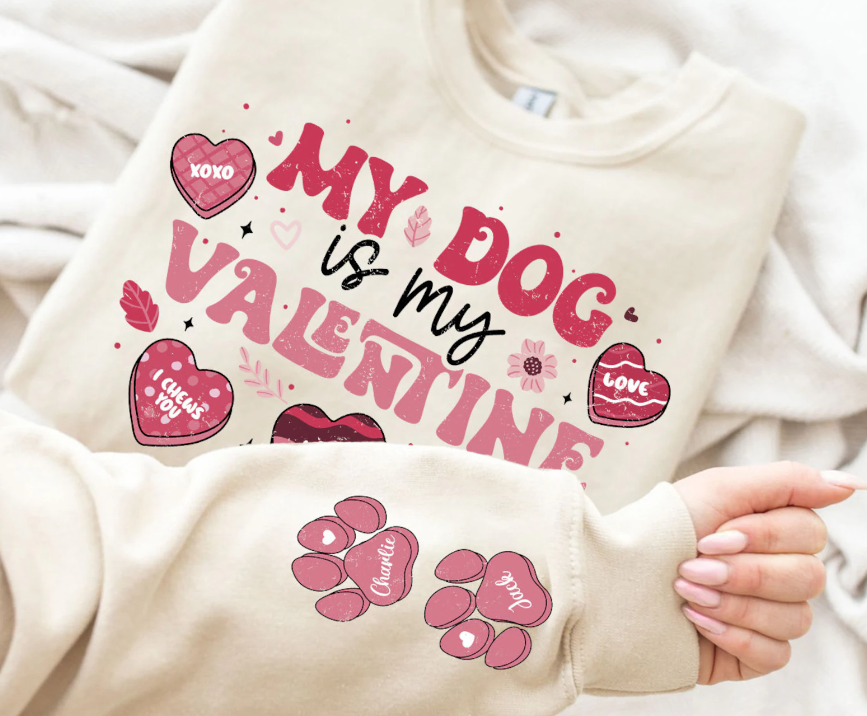 Anpassbarer „My Dog Is My Valentine“-Rundhalsausschnitt