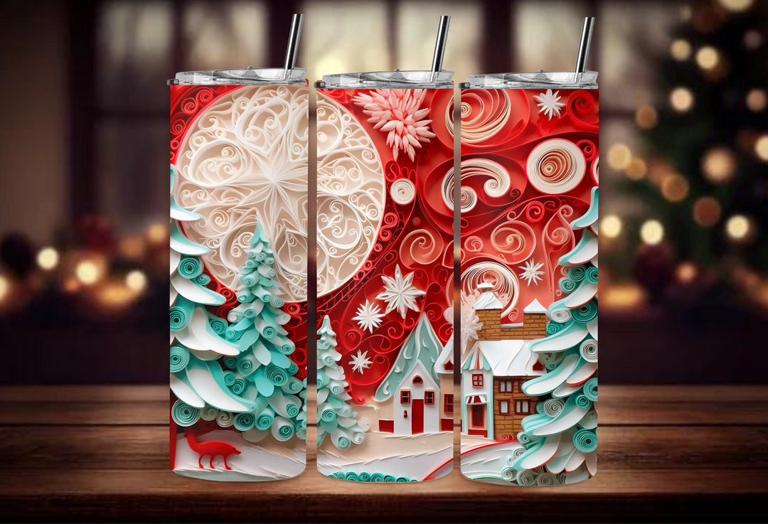 20z Papierbecher mit Weihnachtsszene